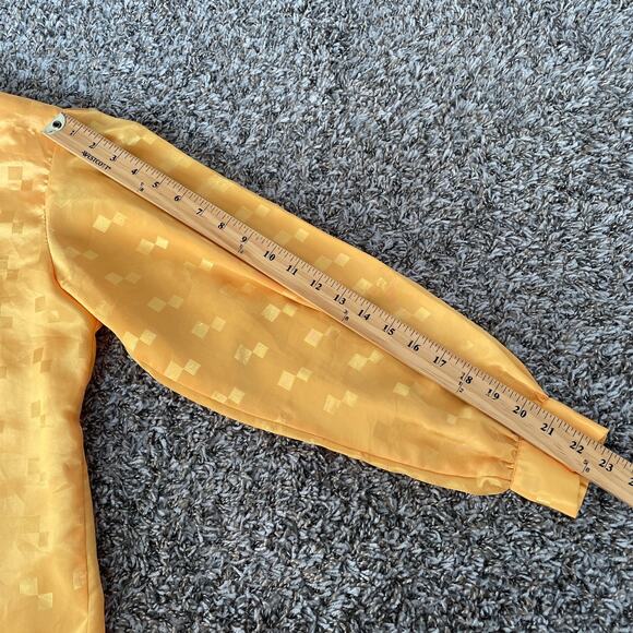 Vintage Blouse Size 8 Yellow Gold Jacquard Long Sleeve Button Office Secretary - Picture 15 of 15